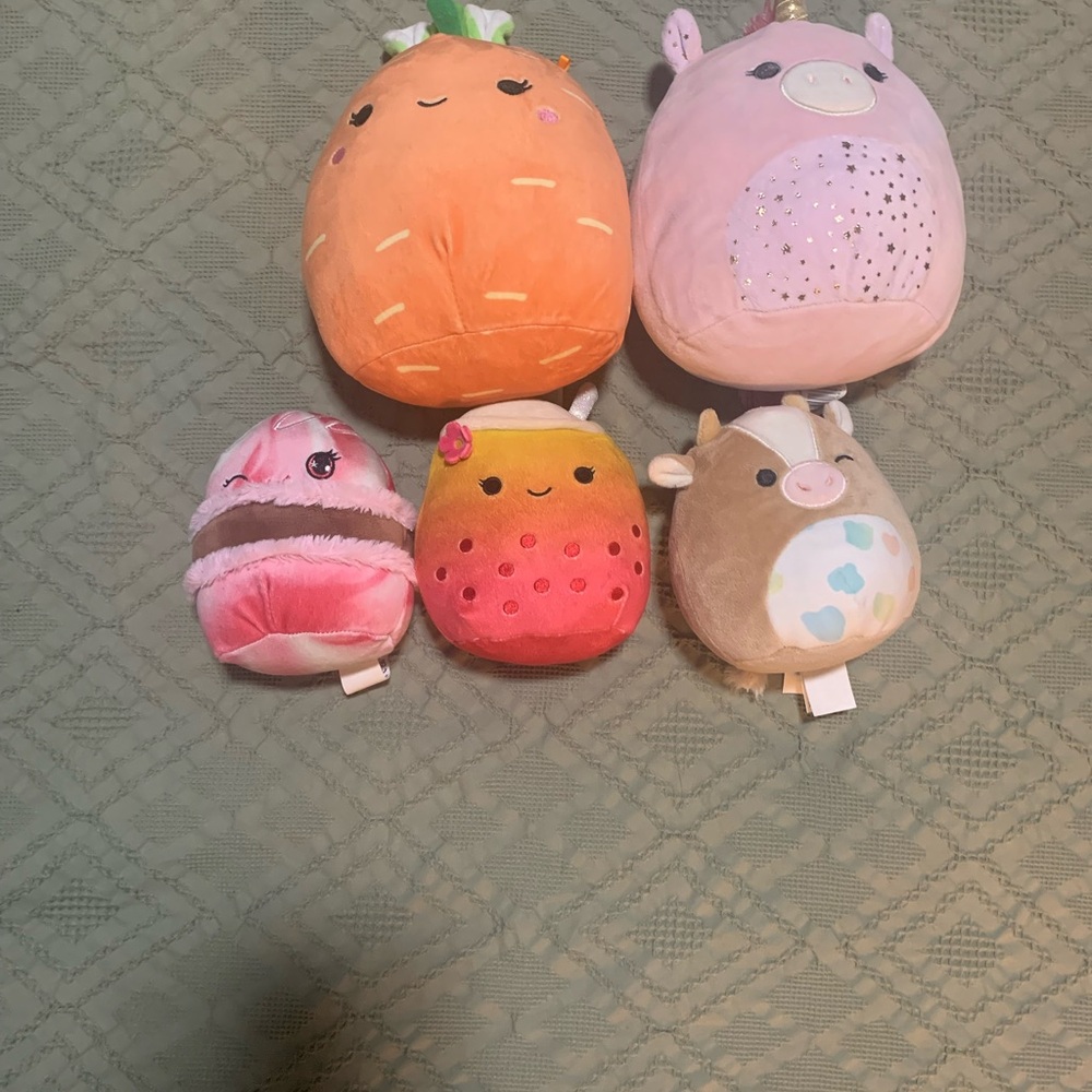 Squishmallows Plush Set - Orange, Pink, Brown